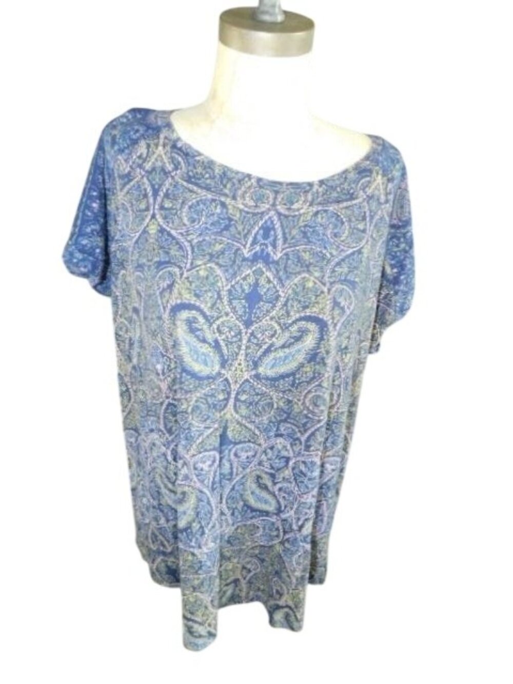 Lucky Brand Size 1X Boho Cuffed Cap Sleeve Plus Size Knit Casual Top